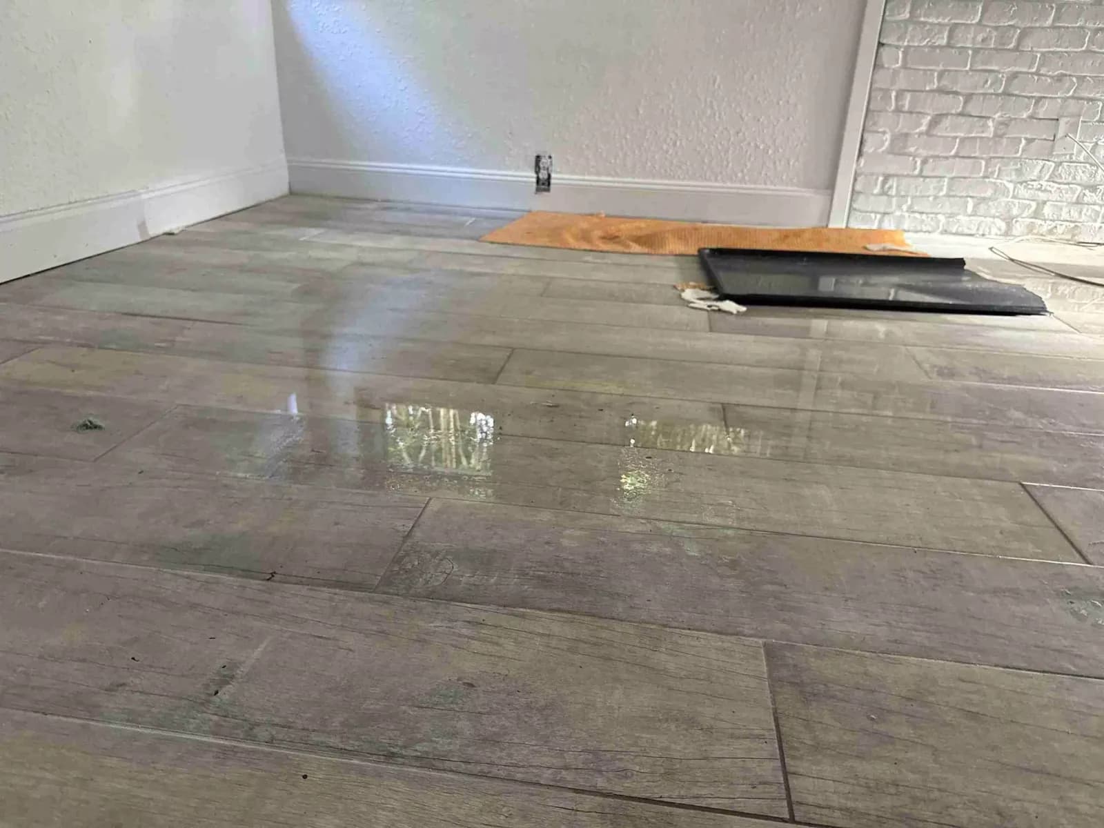 Wet floor after a leak