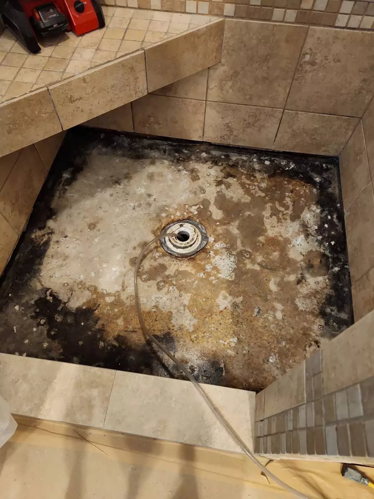 Shower pan opened up